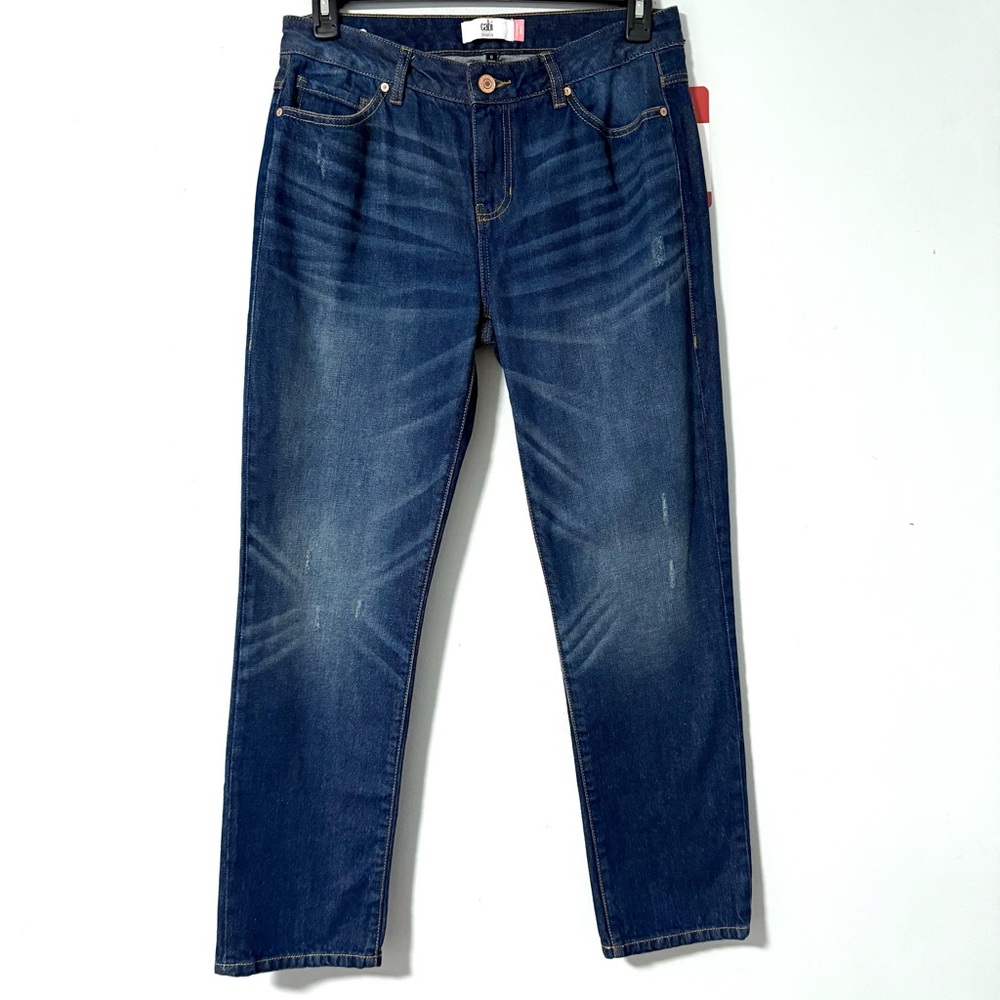 Cabi Malibu Jeans 4522  Blue‎ denim Authentic Wash Dark Distressed Size 8 NWT